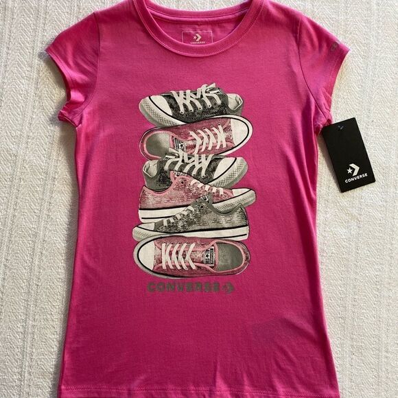 CONVERSE Girls Medium Sneaker Pink Tshirt - Picture 1 of 3